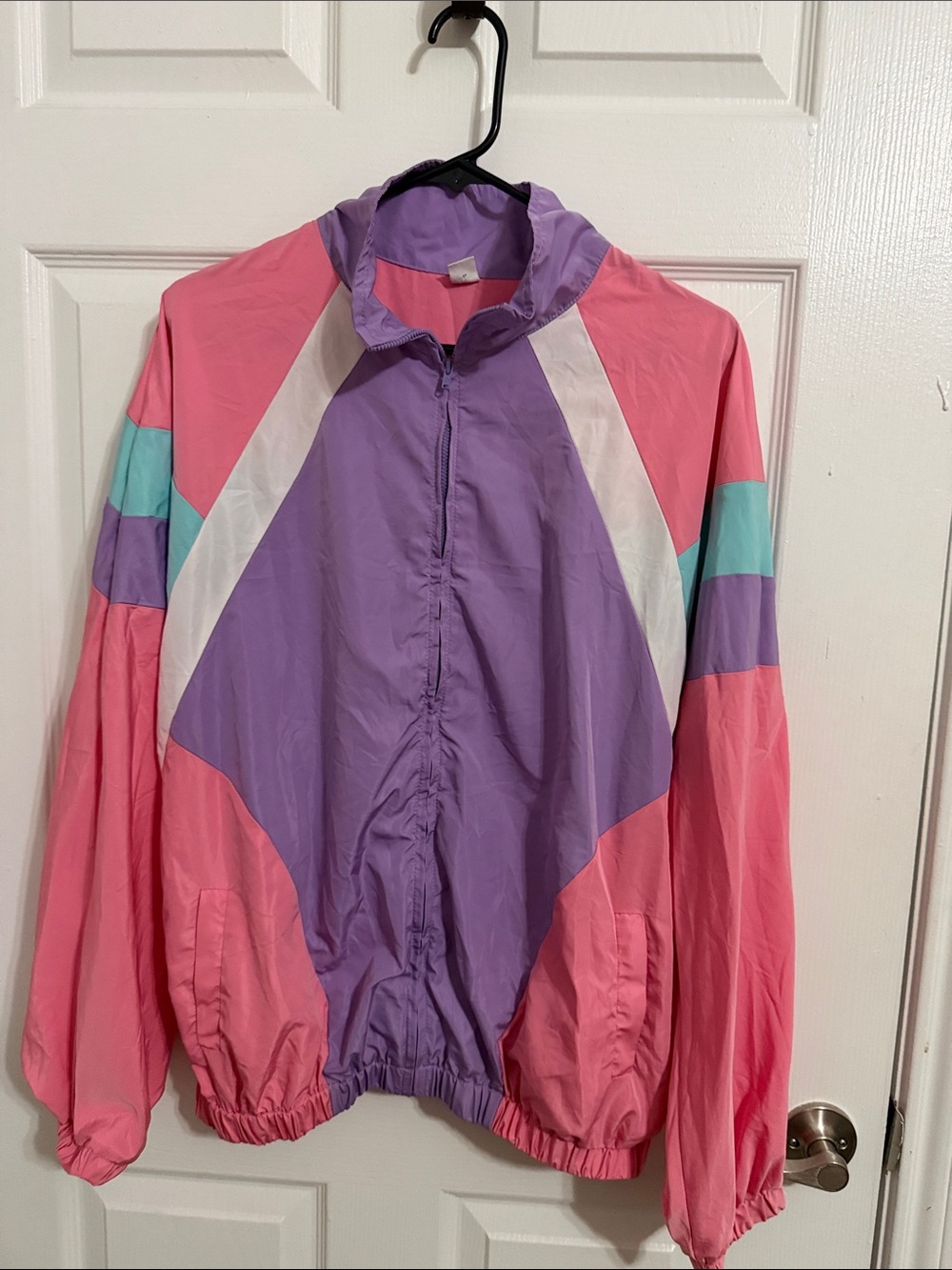Retro Colorblock Windbreaker Jacket in Pink & Purple